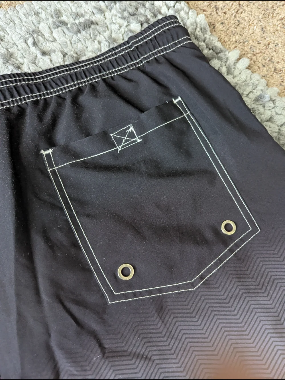 Men's Black to Gray Gradient Cargo Swim Trunks with Drawstring